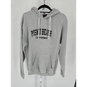 Vtg Pisno Beach CA Womens Sz L Terry Knit Pullover Hoodie Sweatshirt Gray Black